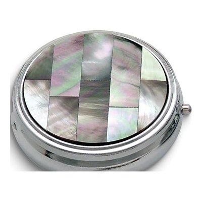 Black Mother of Pearl 3-Section Pill Box