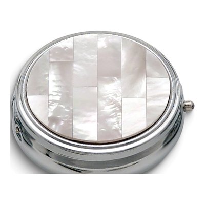 Silver-Tone Mother of Pearl 3-Section Pill Box
