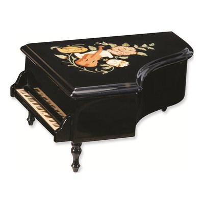 Rustic Burlwood Piano Musical Jewelry Box