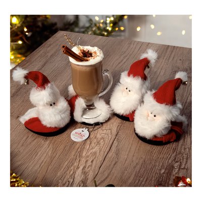 Plush Santa Set of Four Attachable Coasters