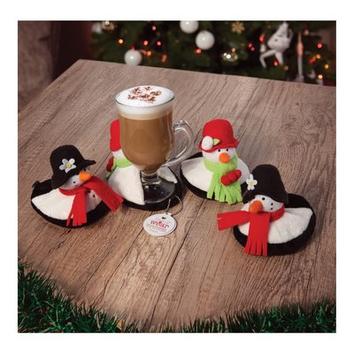 Snow-Couple Attachable Coaster Set of Four