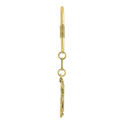 1928 Gold-Tone Cocker Spaniel Key Fob w/ Purple Crystal – view 2