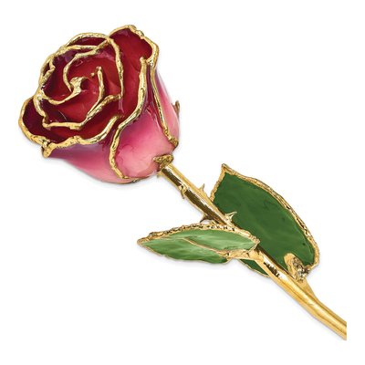 Lacquer Dipped Real Rose with 24K Gold Trim