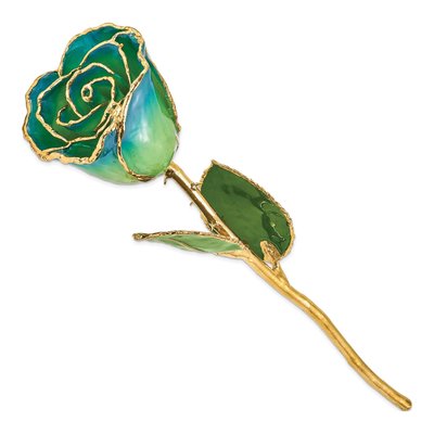 Lacquer-Dipped Real Rose with Gold Trim & Pearl – view 2