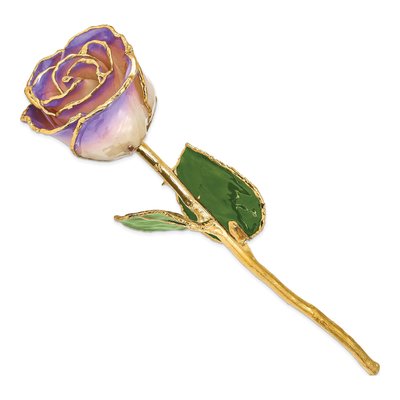 Lacquer-Dipped Real Rose with Gold Trim & Opal – view 2