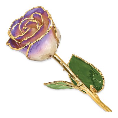 Lacquer-Dipped Real Rose with Gold Trim & Opal