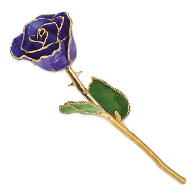 Real Rose with 24K Gold Trim & Blue Violet Pearl – view 2
