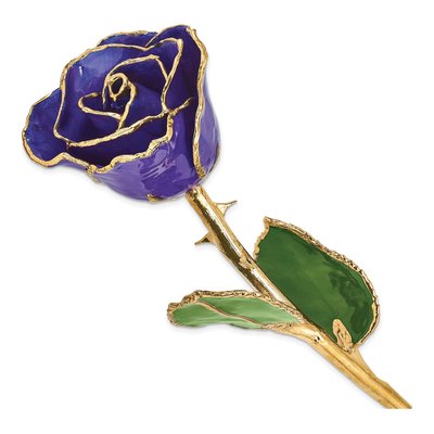 Real Rose with 24K Gold Trim & Blue Violet Pearl