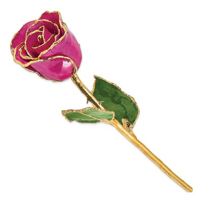 Lacquer Dipped Real Rose with Gold Trim – view 2