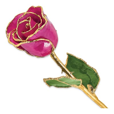 Lacquer Dipped Real Rose with Gold Trim