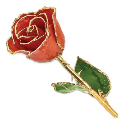 Lacquer-Dipped Real Rose with 24K Gold Trim