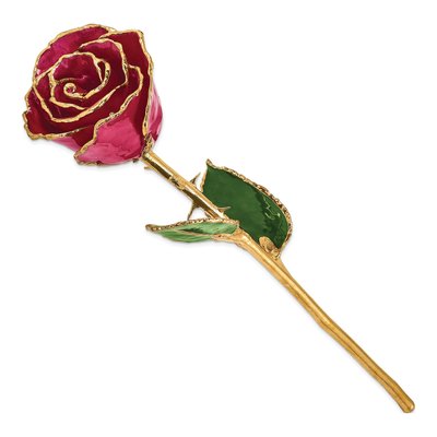Lacquer Dipped Real Rose with Gold Trim – view 2