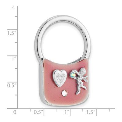 1928 Silver-tone Angel Key Fob with Pink Crystals – view 3