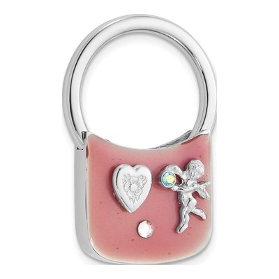 1928 Silver-tone Angel Key Fob with Pink Crystals
