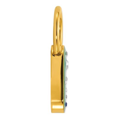 1928 Gold-tone Green Enamel Crystal Key Fob – view 2