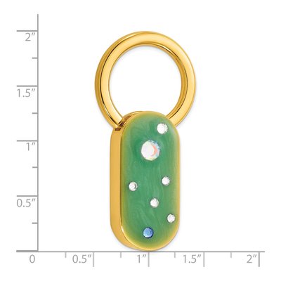 1928 Gold-tone Green Enamel Crystal Key Fob – view 3