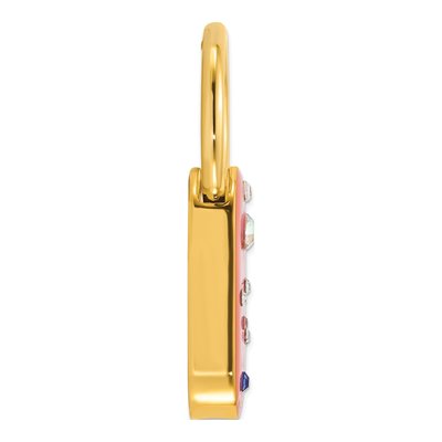 1928 Gold-tone Pink Enamel Crystal Key Fob – view 2