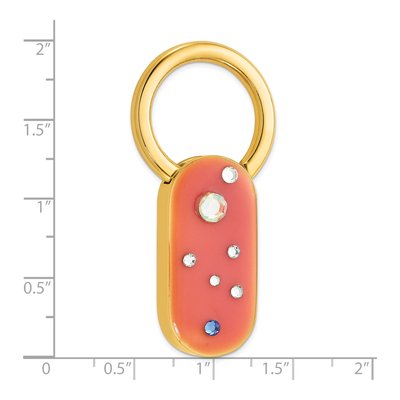 1928 Gold-tone Pink Enamel Crystal Key Fob – view 3