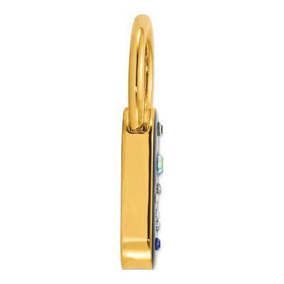1928 Gold-tone Blue Enamel Crystal Key Fob – view 2