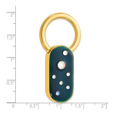 1928 Gold-tone Blue Enamel Crystal Key Fob – view 3