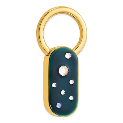 1928 Gold-tone Blue Enamel Crystal Key Fob