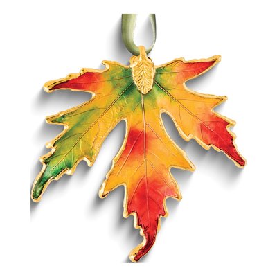 Lacquer-Dipped Real Maple Leaf Ornament, 24k Trim