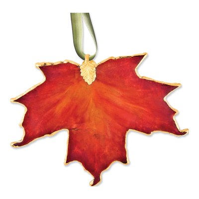 24k Gold Trim Orange Sugar Maple Real Leaf Gift
