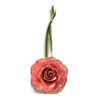 Lacquer-Dipped Pink Real Rose with 24k Gold Trim