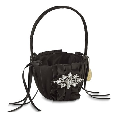 Black Isabella Satin Gift Basket with Crystal Accents