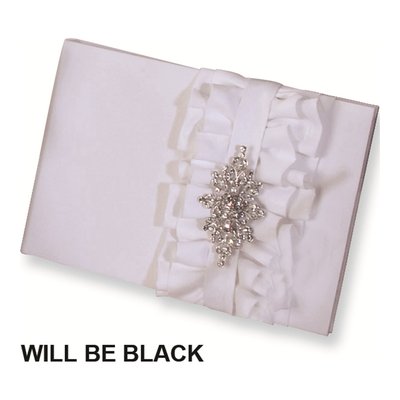 Black Satin Guest Book with Crystal Accents