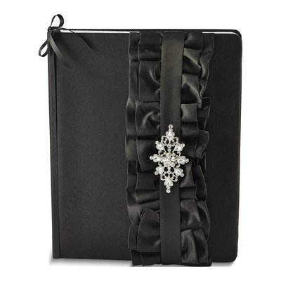 Black Satin Rhinestone Wedding Guest Memory Book