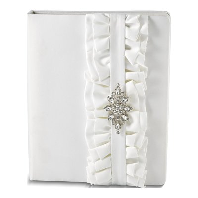 White Satin Wedding Guest Signature Book