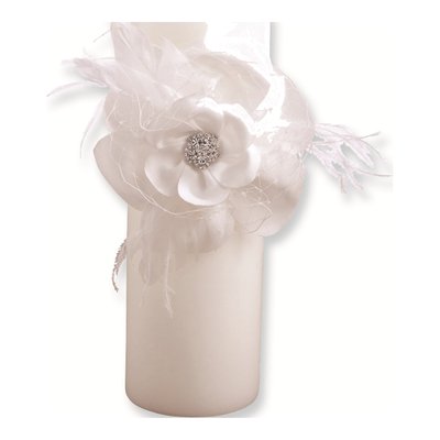White Somerset Pillar Candle with Crystal Accents