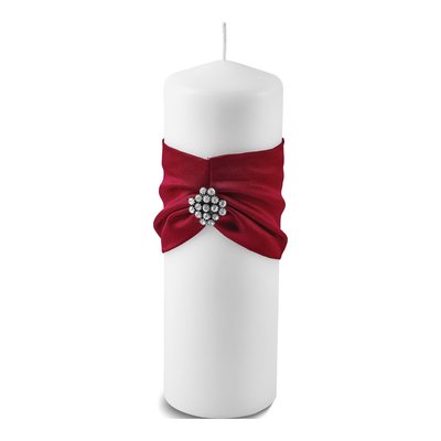 Claret Garbo Red Satin Rhinestone Pillar Candle