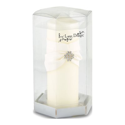 Ivory Garbo Pillar Candle with Rhinestone Accent – view 2