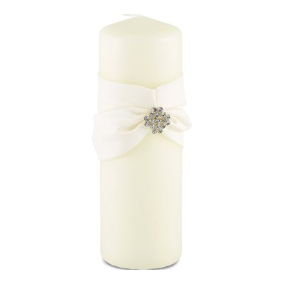 Ivory Garbo Pillar Candle with Rhinestone Accent