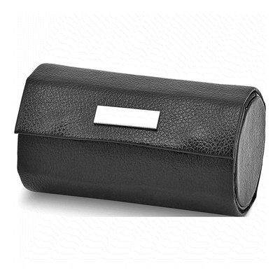 Black Leather Three-Level Jewelry Roll