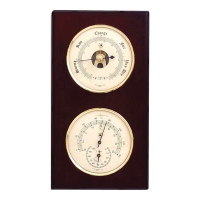 Brass & Mahogany Barometer, Thermometer, Hygrometer Set
