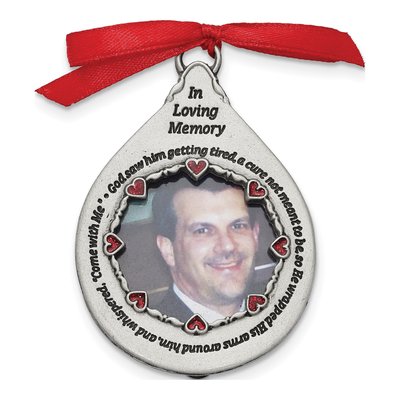 In Loving Memory Pewter Photo Ornament for Him