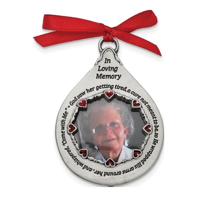 In Loving Memory Pewter Teardrop Photo Ornament