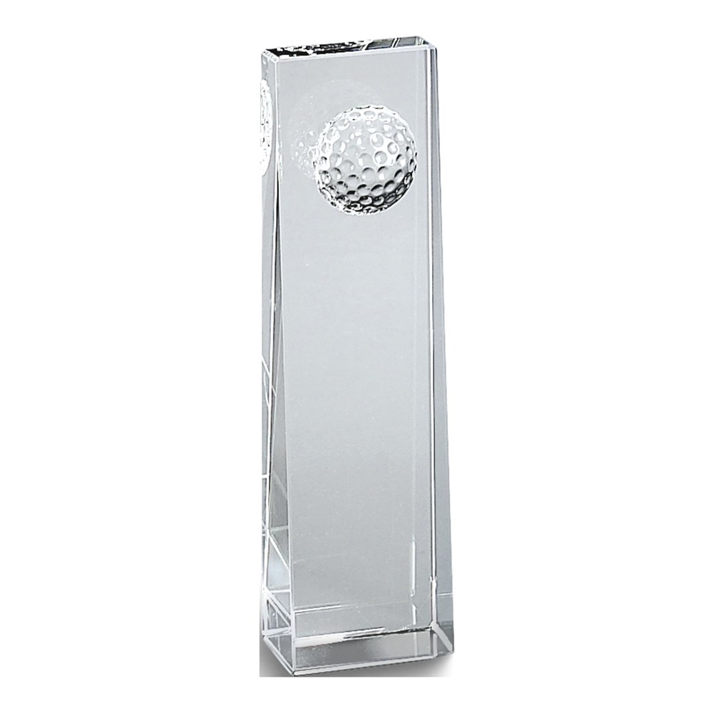 Large Optic Glass Golf Ball Obelisk Trophy