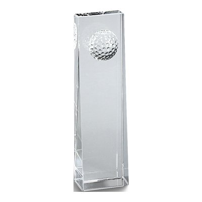 Large Optic Glass Golf Ball Obelisk Trophy