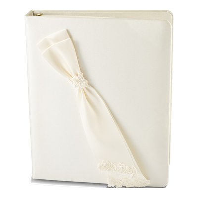 Ivory Satin Bow Wedding Memory Book