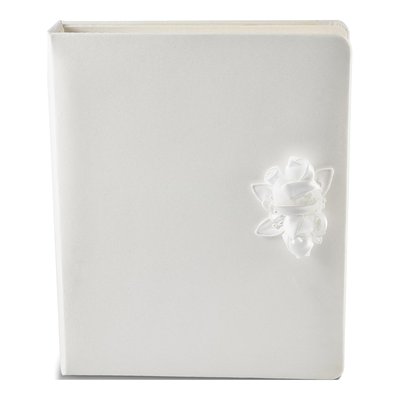 White Satin Flower Wedding Memory Book