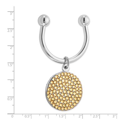 Silver-Tone Yellow Crystal Circle Key Ring – view 3