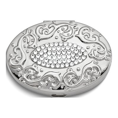 Silver-Tone Crystal 2-Section Pillbox Gift