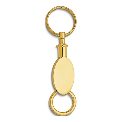 Engravable Gold-Tone Oval Valet Key Ring