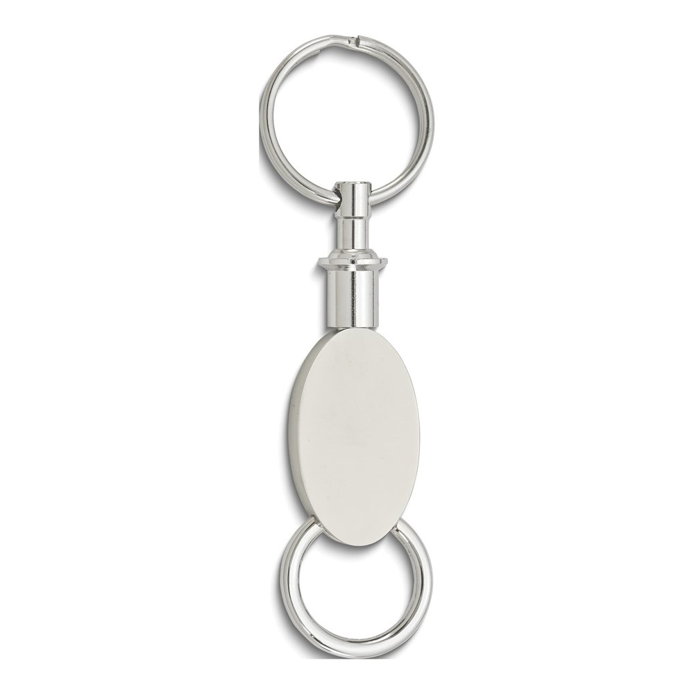 Engravable Silver-Tone Oval Valet Key Ring
