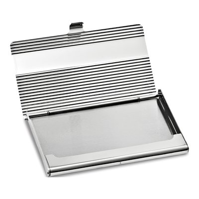 Silver-Tone Ribbed Business Card Case – view 2