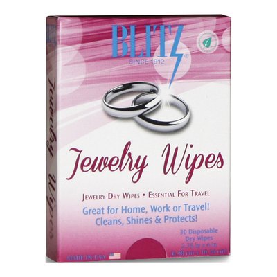 Blitz Jewelry Wipes, 30-Pack Dry Disposable Cleaner
